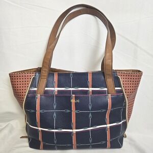 Relic by Fossil‎ Emma Tote Shoulder Bag Convertible Navy Plaid Southwest RLH4527
